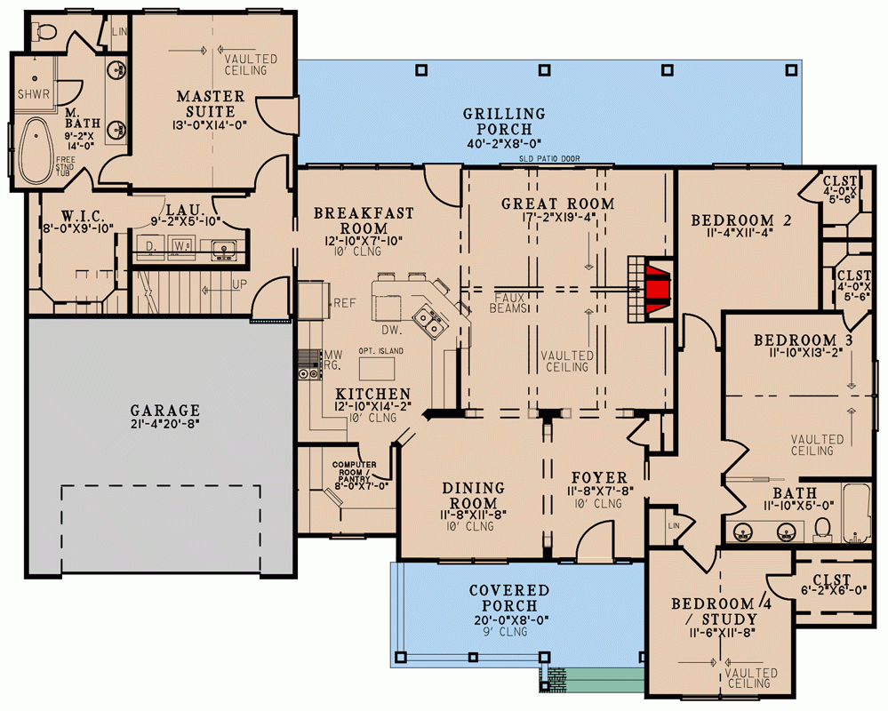 2200 Square Foot Modern Farmhouse Plan With 4 Bedrooms And Optional  - Single Story 2200 SQ FT House Plans