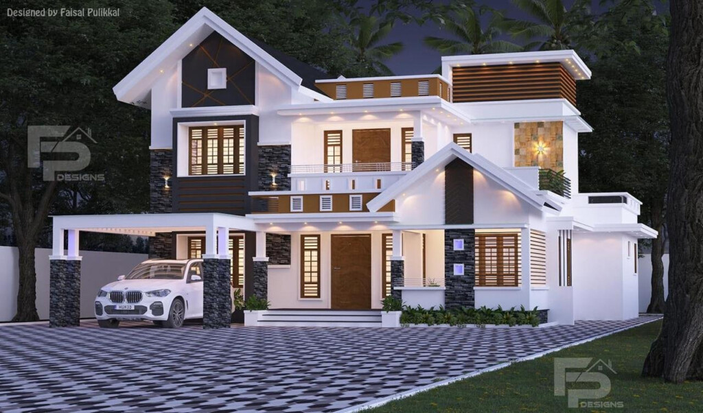 2400 Sq Ft 4BHK Contemporary Style Two Storey House And Free Plan  - 4 Bhk House Plan In 2400 SQ FT