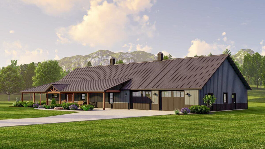 2400 Square Foot One story Barndominium style Home Plan 135177GRA  - 2400 SQ FT House Plans 1 Story