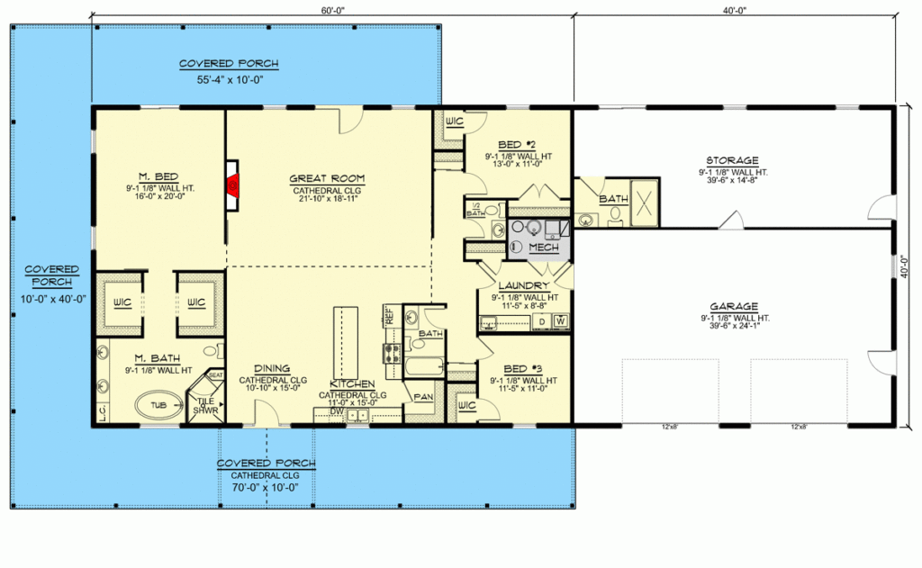 2400 Square Foot One story Barndominium style Home Plan 135177GRA  - 2400 SQ FT House Plans 1 Story