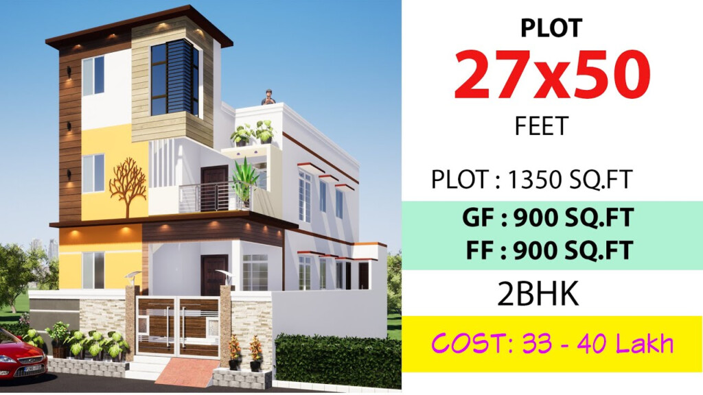 27 x50 House Design 1350 Sq Ft House Plan East Facing 2BHK Floor  - 1350 SQ FT House Plan India