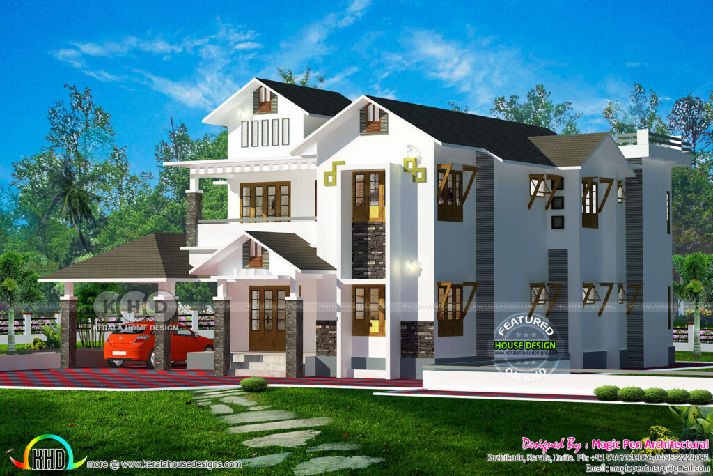 2700 Sq ft Modern Sloping Roof Home Plan Kerala Home Design And Floor  - 2700 SQ FT House Plans In Kerala