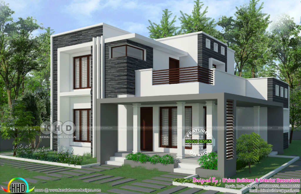 2800 Square Feet 5 Bedroom Flat Roof Modern Home Kerala Home Design  - 2800 SQ FT House Plans India