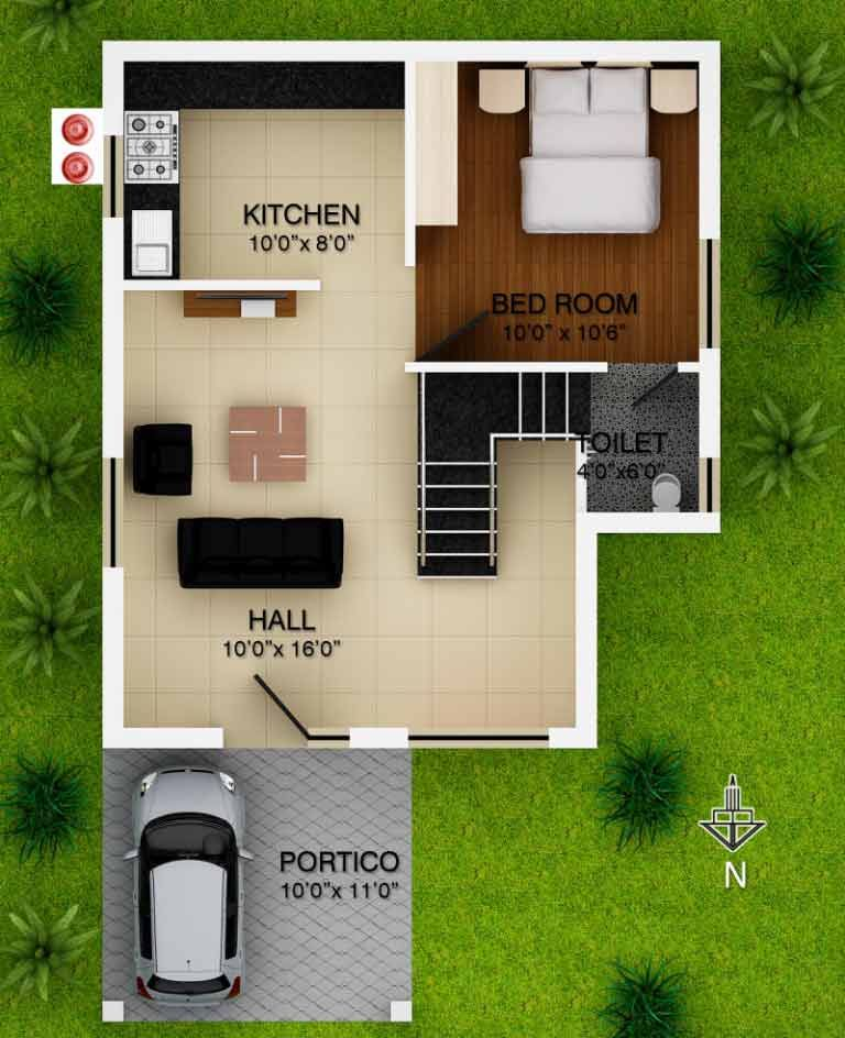 29 600 Sq Ft House Plan Tamil - 600 SQ FT House Plans In Tamilnadu Style