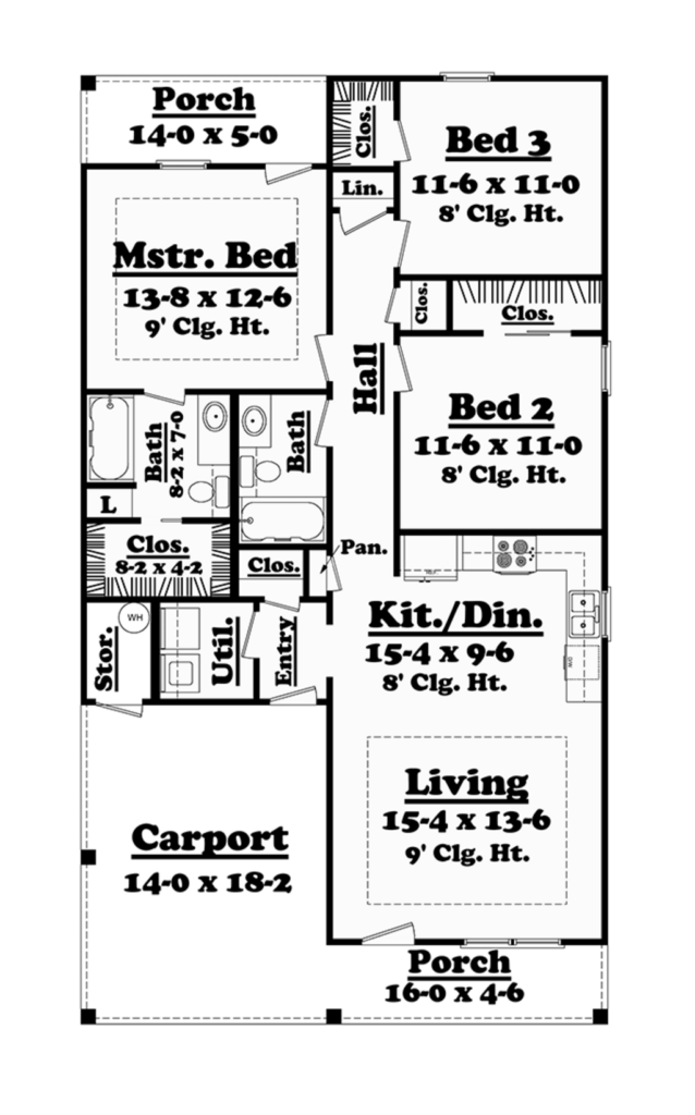 3 Bd 2 Bath 1 Car Garage 1200 Sq Ft Bird House Plans Cottage  - 3 Bd 2 Bath 1200 SQ FT House Plans