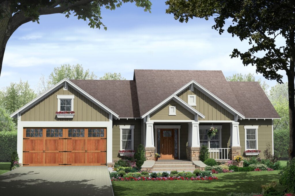 3 Bedrm 1509 Sq Ft Country Craftsman Ranch Plan With Porch - 1500 SQ FT House Plans With Porch