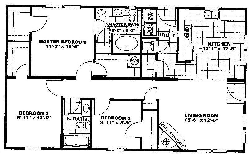 3 Bedroom 2 Bath 1100 Sq Ft House Plans Bedroom Poster - 3 Bedroom 2 Bath 1100 SQ FT House Plans