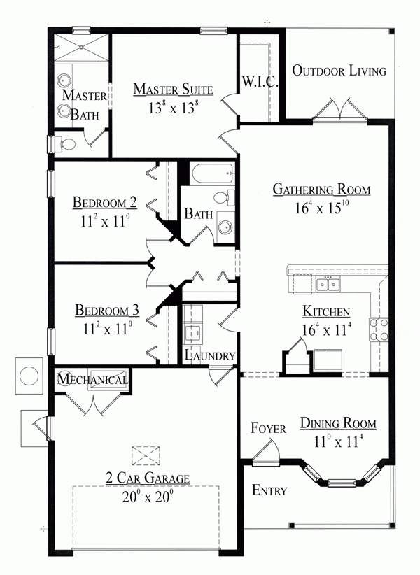 3 Bedroom 2 Bath House Plans Under 1500 Sq Ft Bedroom Poster - Simple House Plans Under 1500 SQ FT