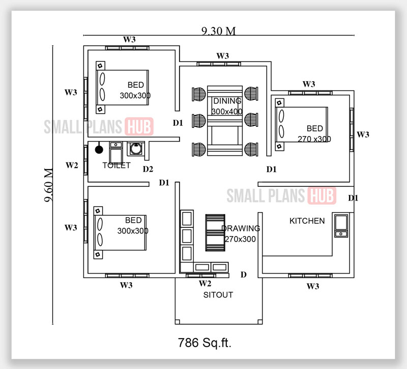 3 Bedroom House Plans 800 Sq Ft House Design Ideas - 800 SQ FT House Plans 3 Bedroom Kerala Style