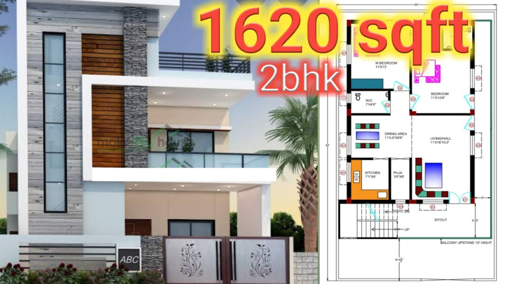 30 54 House Plan East Facing 1620 Sq Ft House Design As Per Vastu  - 1620 SQ FT House Plans