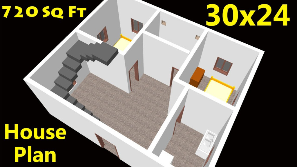 30 x24 House Plan 720 Sq Ft 2 Bedroom House Plan 2021 YouTube - House Plan For 720 SQ FT