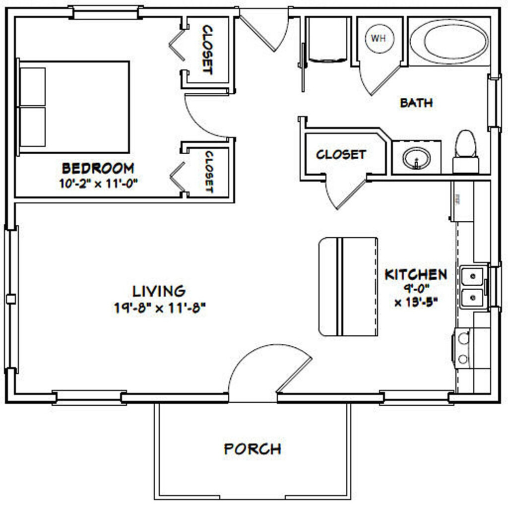 30x24 House 1 bedroom 1 bath 720 Sq Ft PDF Floor Plan Instant Download  - 720 SQ FT House Plans 1 Bedroom