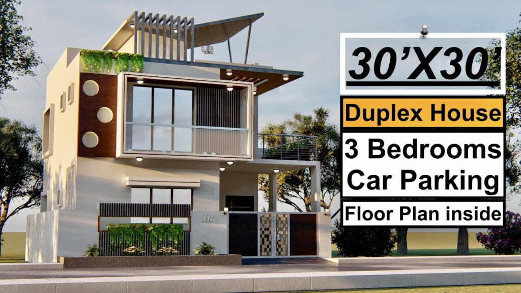 30X30 Duplex House Design 900 Sqft House Plan 3 Bedrooms Car  - 900 SQ FT House Plans With Car Parking