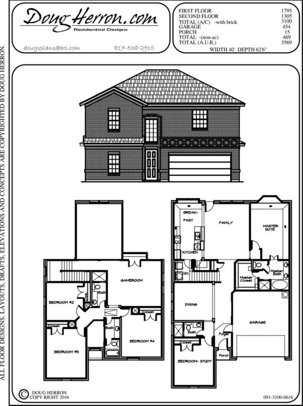 3100 Sq Ft 5 Bed 4 Bath House Plan 091 3100 0616 Doug Herron - 5 Bedroom 4 Bathroom House Plans Under 3100 SQ FT