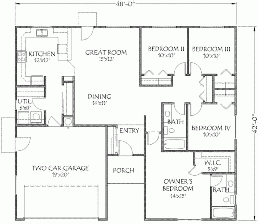 4 Bedroom 1500 Sq Ft House Plans Printable Templates Free - 4 Bedroom House Plan 1500 SQ FT