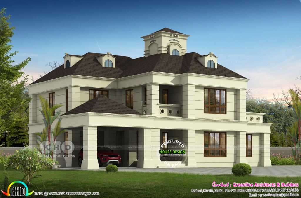 4 Bedroom Colonial Home Plan 3600 Sq ft Kerala Home Design And Floor  - 3600 SQ FT House Plans With 4 Bedrooms