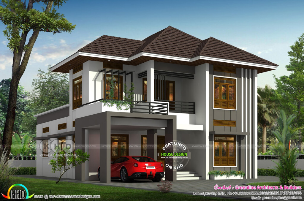 4 Bedroom Double Storied House 1800 Sq ft Kerala Home Design And  - 4 Bhk House Plan In 1800 SQ FT