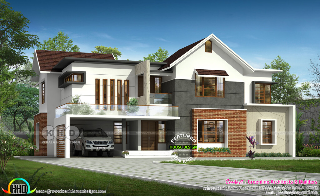 4 Bedroom Mixed Roof 3400 Square Feet Home Kerala Home Design And  - 3400 SQ FT House Plans In India