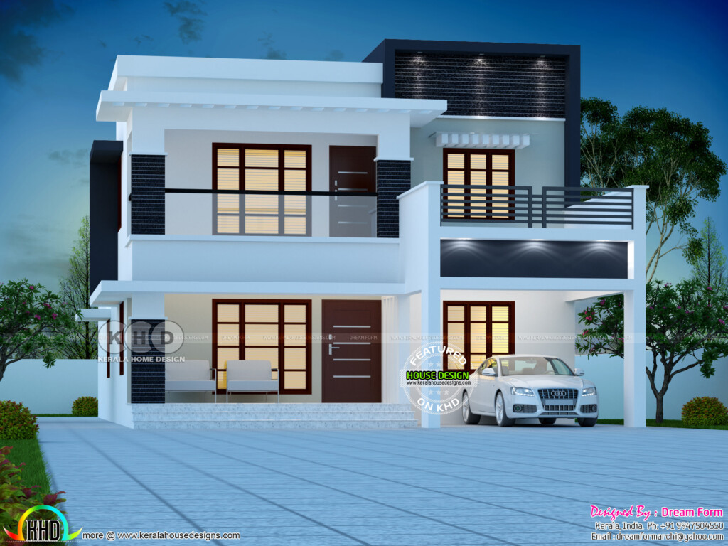 4 Bedroom Modern Double Storied House Plan 2500 Sq ft Kerala Home  - House Plans 2500 SQ FT