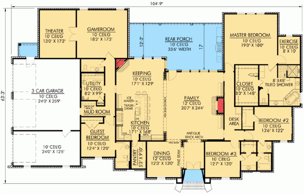 4000 Sq Ft One Story House Plans Printable Templates Free - 4000 SQ FT House Plans 1 Story