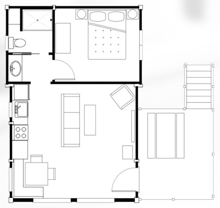 450 Sq Ft Water View Cabin With Private Deck Snug Harbor Tiny  - 450 SQ FT Tiny House Floor Plan