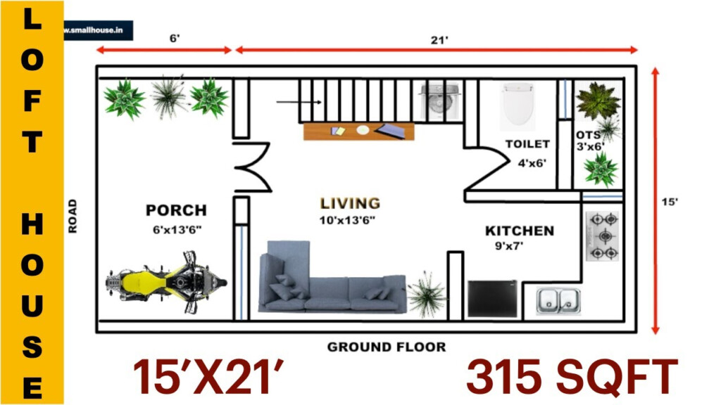 5 LAKHS Budget House Plan 315 Sqft 15x21 LOFT HOUSE YouTube - 315 SQ FT House Plan