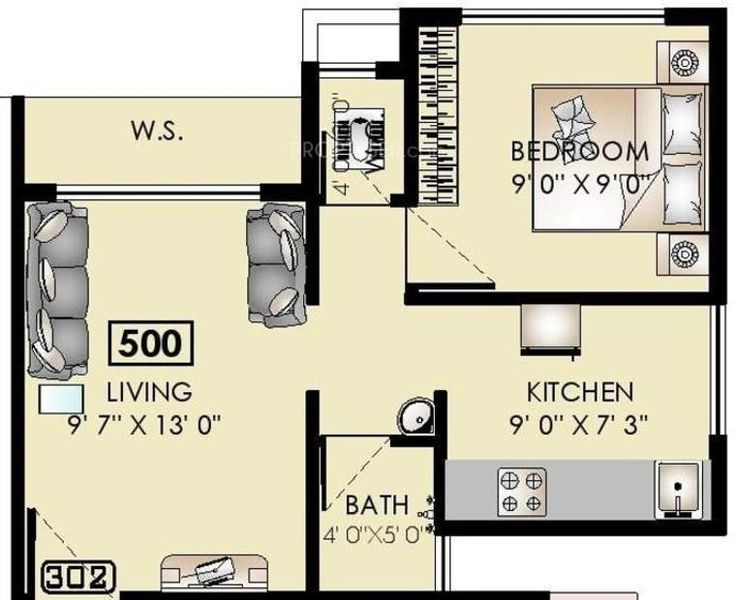 500 Sq Ft 1 BHK Floor Plan Image Dream Home Enterprises Dream Park  - 500 SQ FT House Plans 1 Bhk