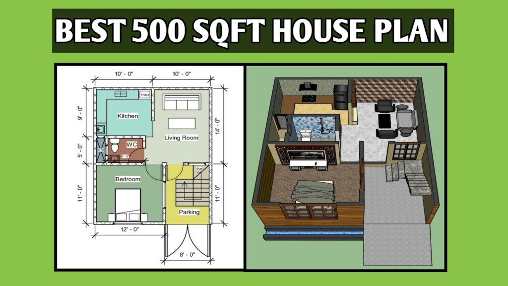 500 Sq Ft House Design 3D Plan Estimate 500  - 500 SQ FT Rectangle House Plans