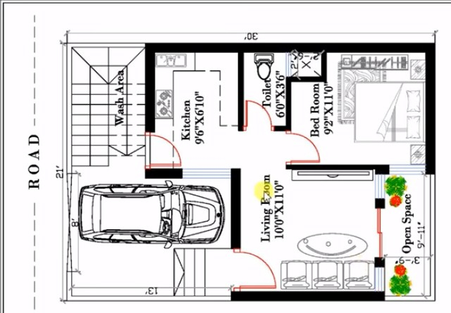 600 Sq Ft House Plan Indian Design Spector Colon2001 - 600 SQ FT House Plan In Bangalore