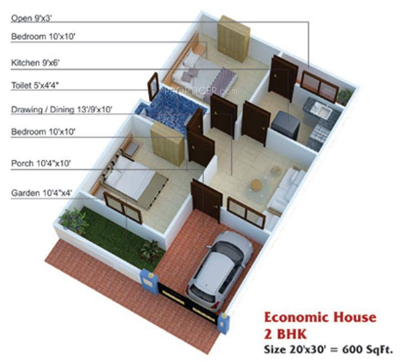 600 Sq Ft House Plans 2 Bedroom Indian Style Home Designs 20x30  - 600 SQ FT House Plans 2 Bedroom Images