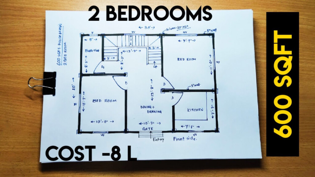 600 Sqft House Plan YouTube - 600 SQ FT House Plans 1 Bedroom 3D