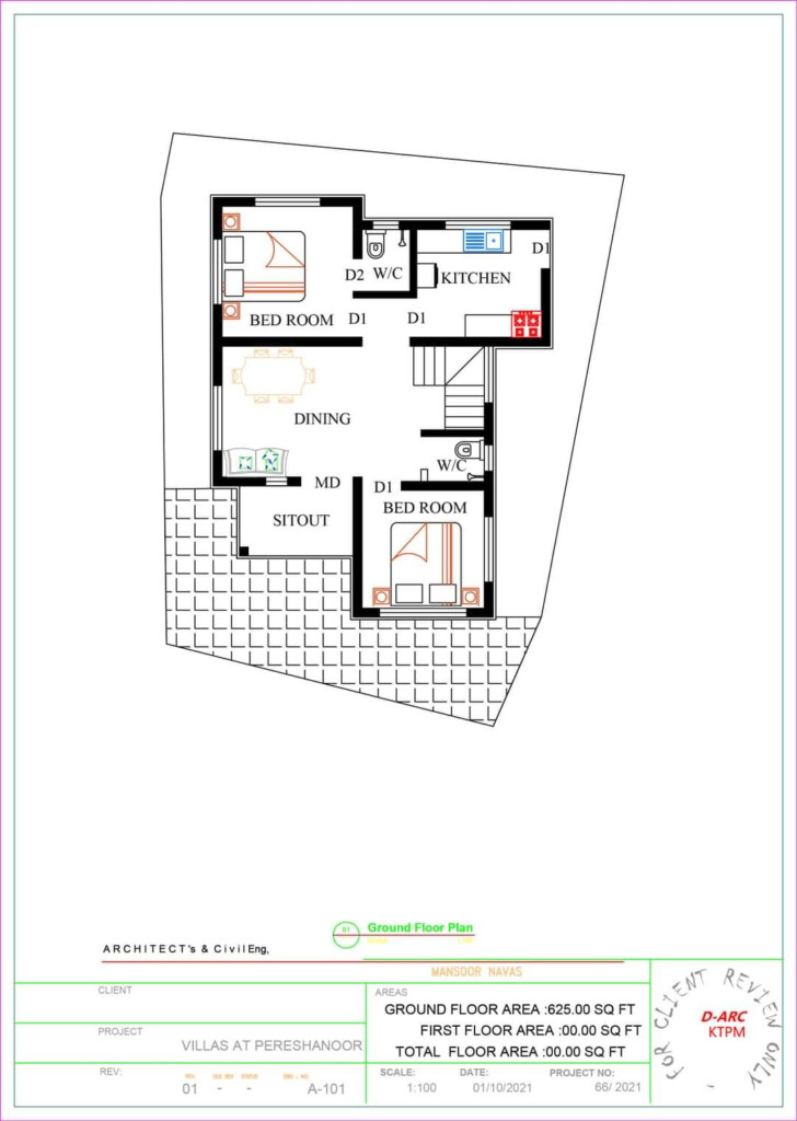 625 Sq Ft 2BHK Modern Single Storey Home And Free Plan 10 Lacks Home  - 625 SQ FT House Plan