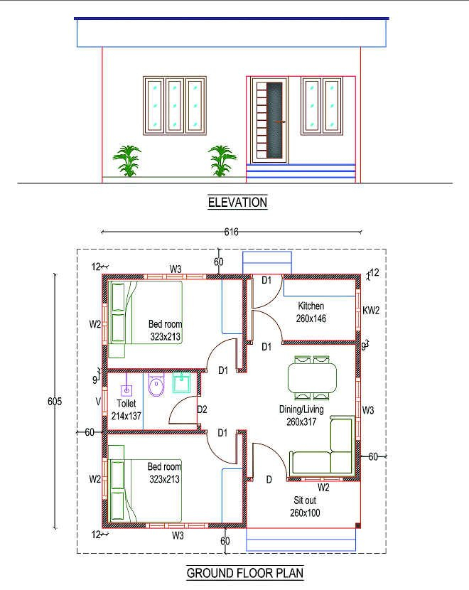 650 Sq Ft 2BHK Simple And Low Budget House And Free Plan 1 Home  - 650 SQ FT House Plans