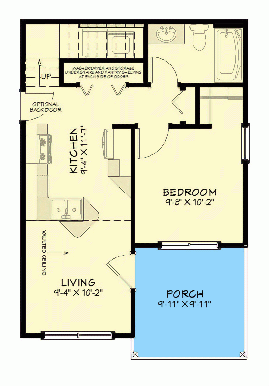 650 Square Foot Board And Batten ADU With Loft 430822SNG  - 650 SQ FT 3 Bedroom House Plans