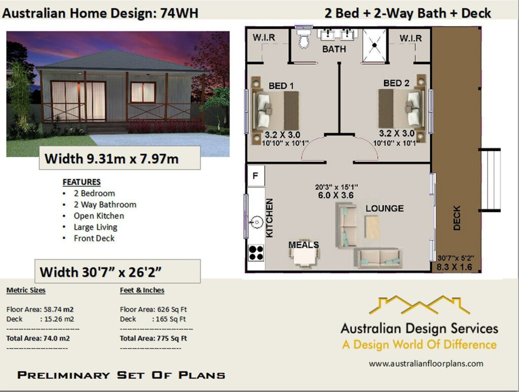 775 Sq ft 58 M2 Australian 2 Bedroom Concept Plans 2 Bed Etsy  - 775 SQ FT House Plans