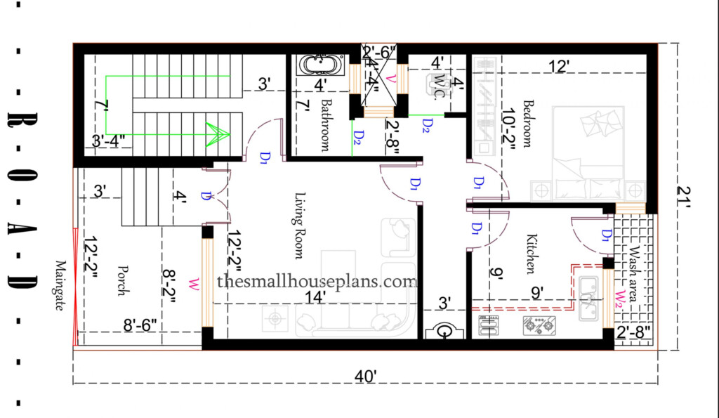 800 Square Feet House Plan 20 40 One Bedroom House Plan The Small  - 800 SQ FT House Plans With Basement