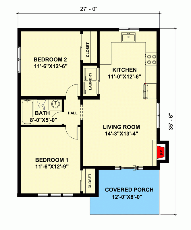 800 Square Foot 2 Bed Scandinavian style House Plan 420025WNT  - 800 SQ FT House Plans 2 Bed 2 Bath