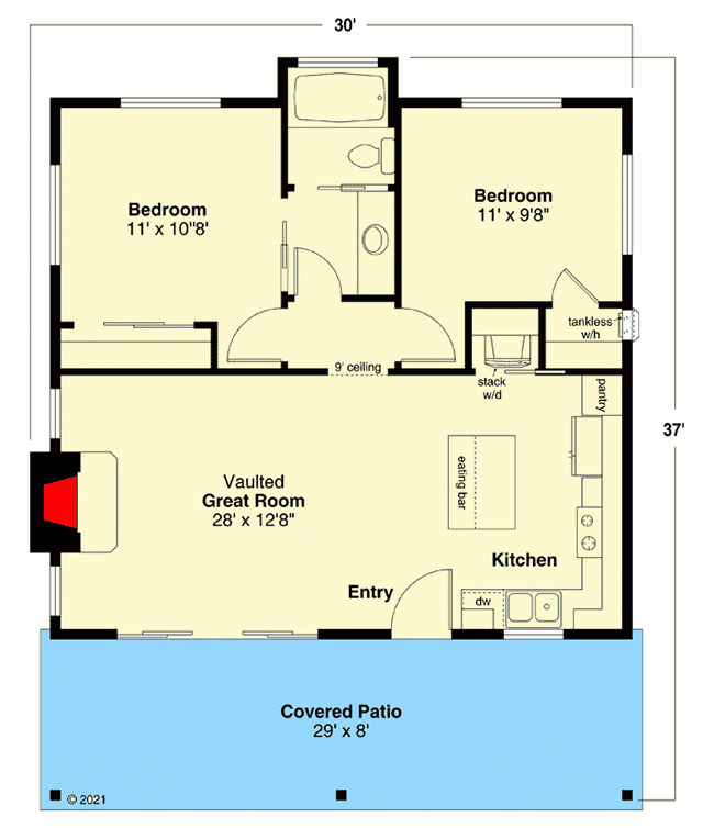 800 Square Foot Contemporary 2 Bed Cottage 72287DA Architectural  - 800 SQ FT Contemporary House Plans