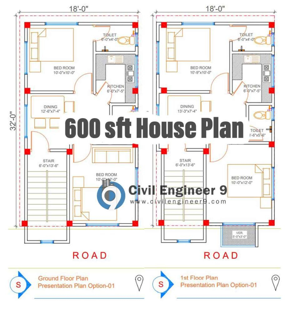 800 To 600 Sqft House Plan Download In AutoCAD - 600 SQ FT House Open Floor Plans