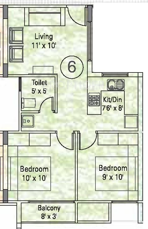 850 Sq Ft House Plans 2 Bedroom Indian Style - 850 SQ FT House Plan India