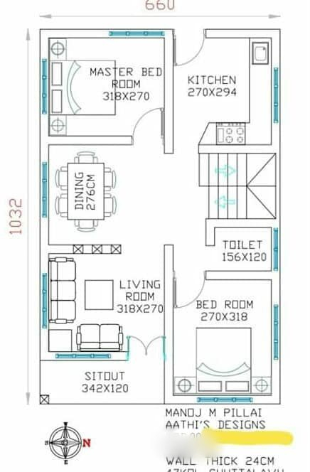 900 Sq Ft 2 Bedroom Single Floor Low Budget Modern House And Plan  - 700 900 SQ FT House Plans