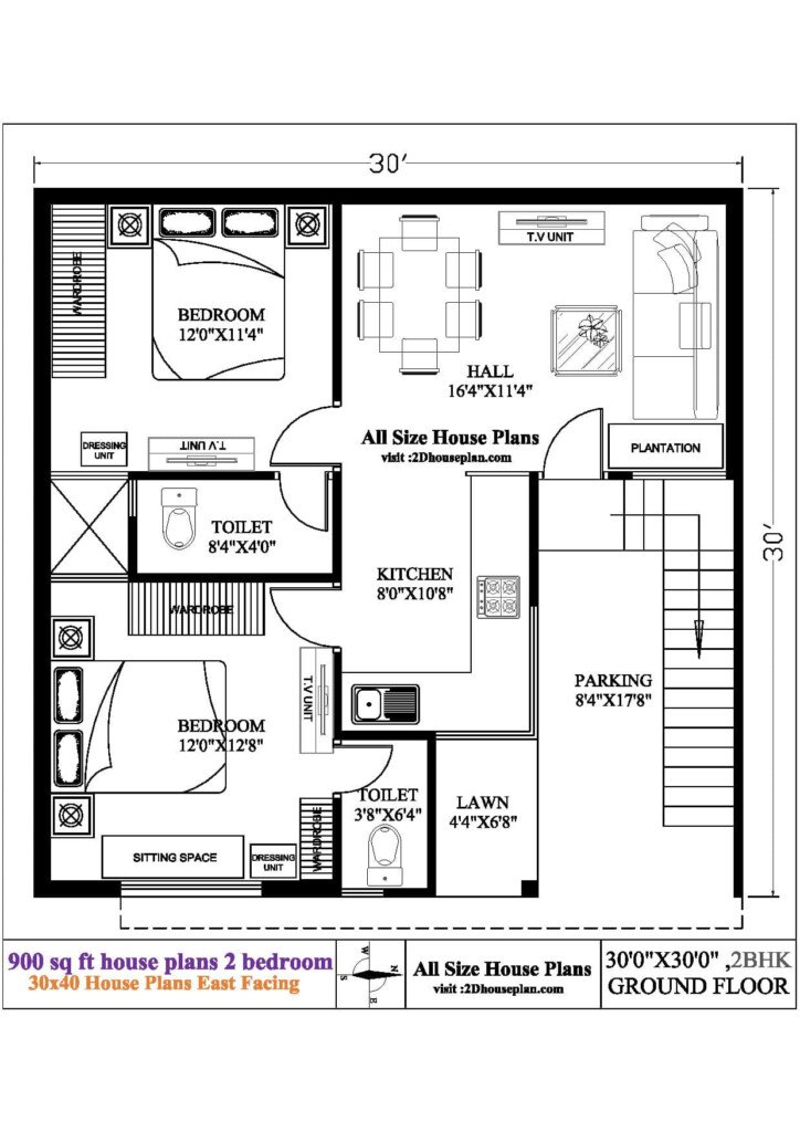 900 Sq Ft House Plans 2 Bedroom - 900 SQ FT House Plans 2 Bedroom Indian Style 3D