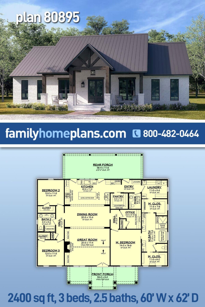 Affordable Ranch House Plans Offering 2400 Sq Ft 3 Beds And 3 Baths In  - 2400 SQ FT Ranch Style House Plans