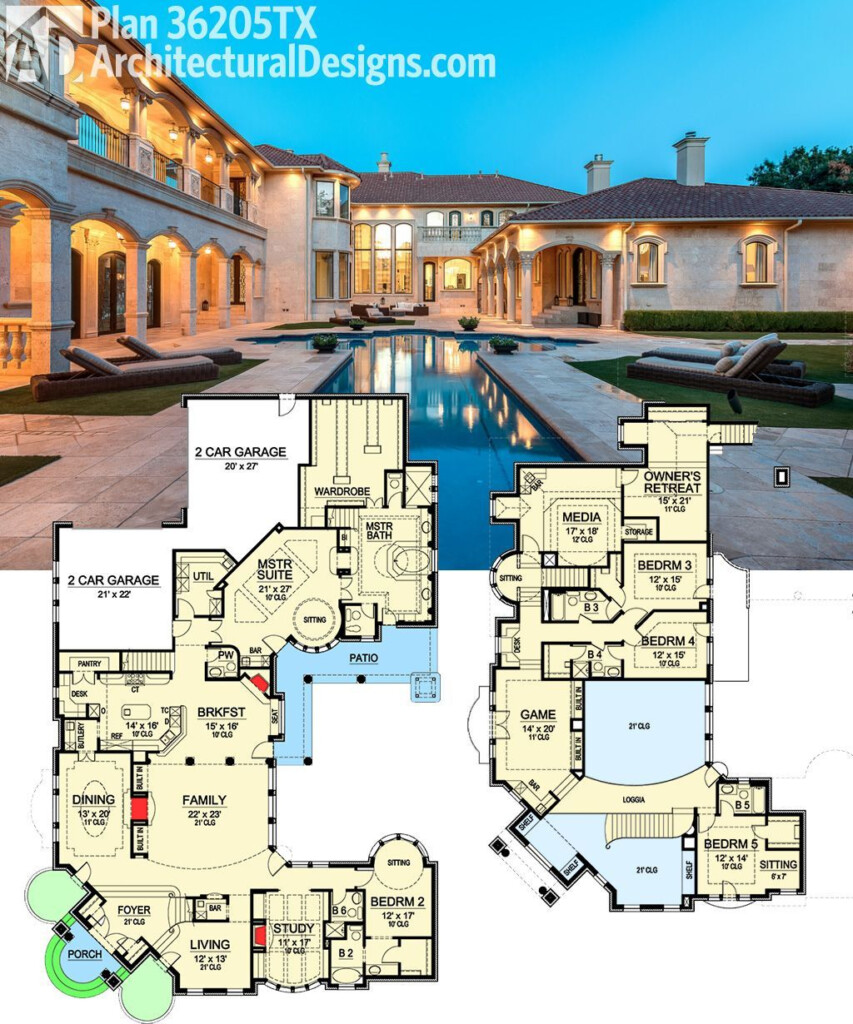 Architectural Designs Luxury House Plan 36205TX Gives You This Outdoor  - 7000 SQ FT House Floor Plans