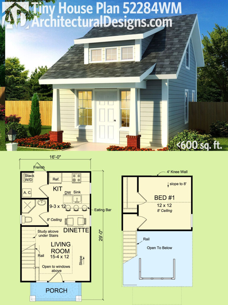 Architectural Designs Tiny House Plan 52284WM Gives You Just Under 600  - Small House Plans Under 600 SQ FT