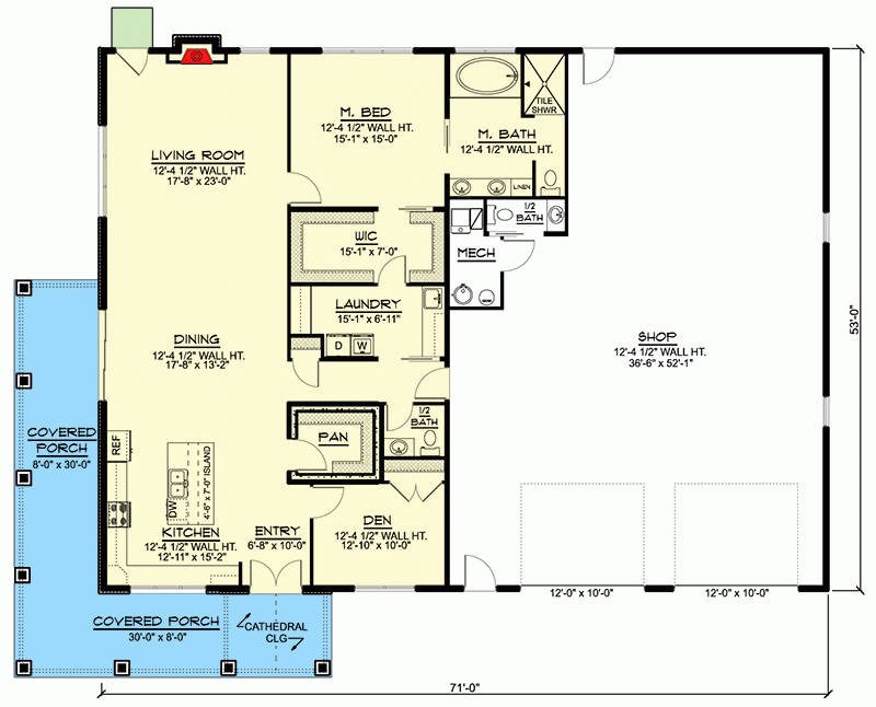 Barndominium Style House Plan Under 2000 Square Feet With Massive Shop  - 2000 SQ FT Shop House Plans