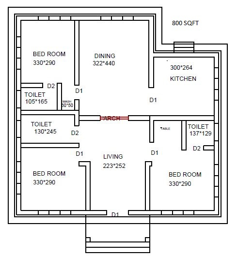 Budget Kerala Home Design With 3 Bedrooms In 800 Sq Ft With Floor Plan  - 800 SQ FT House Plans Kerala