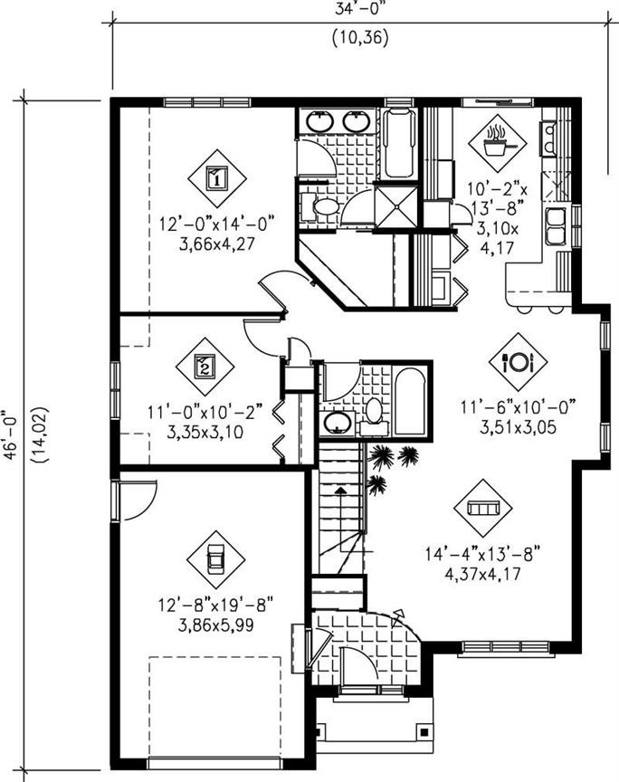 Bungalow House Plan 2 Bedrms 2 Baths 1100 Sq Ft 157 1398 - 1100 SQ FT To House Plans