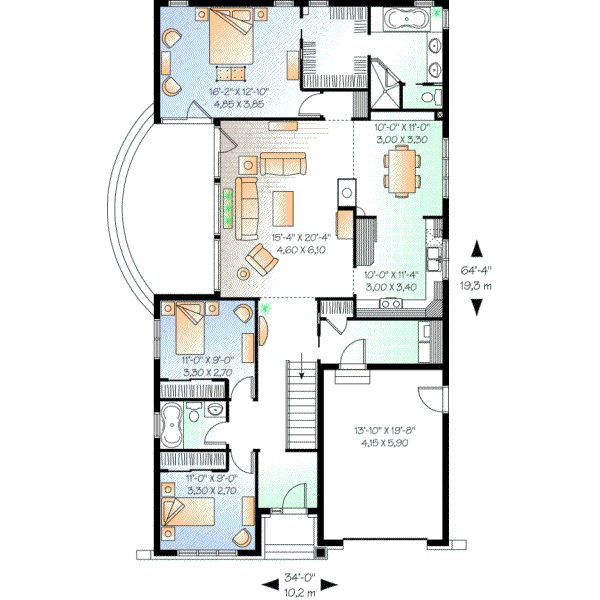 Bungalow Style House Plans 1700 Square Foot Home 1 Story 3 Bedroom  - 1700 SQ FT Bungalow House Plans