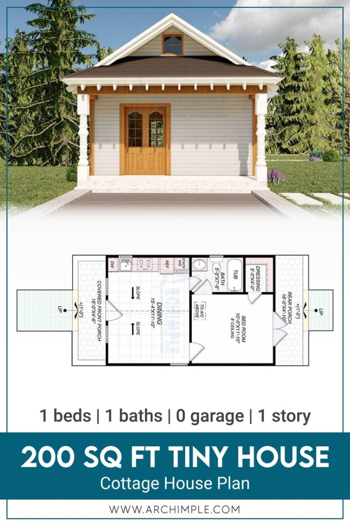 Check Out Product No 55022 A 200 Sq Ft Tiny House Design With 1  - Small House 200 SQ FT House Plans